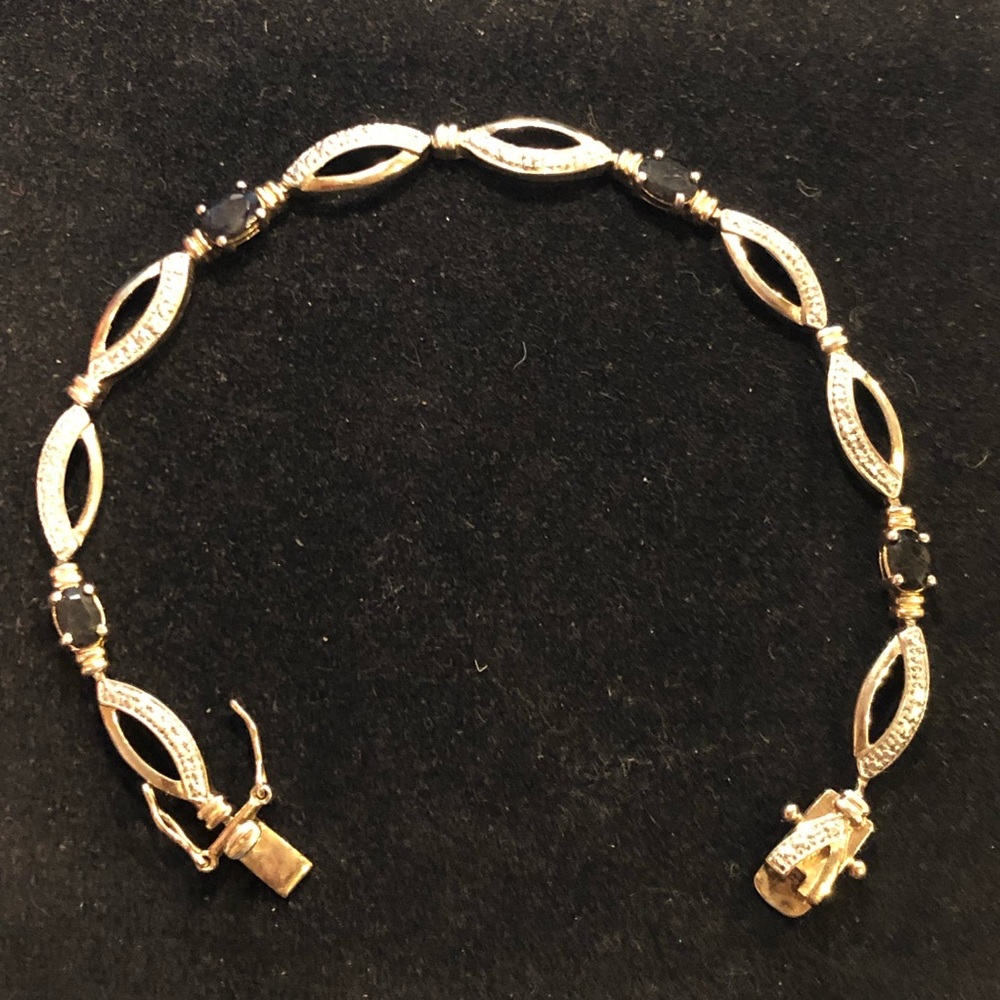Sterling Silver sapphire slide clasp bracelet